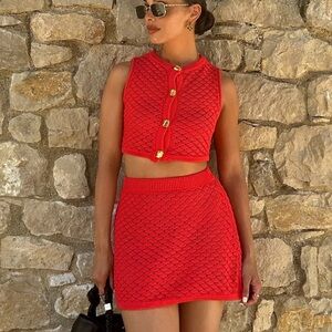 Red Meshki skirt set